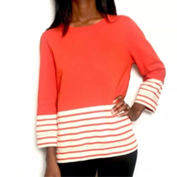 J. Crew Nautical Crewneck Fleece Sweatshirt Red Cream Size Medium - Picture 1 of 9